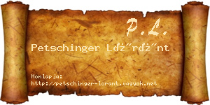 Petschinger Lóránt névjegykártya